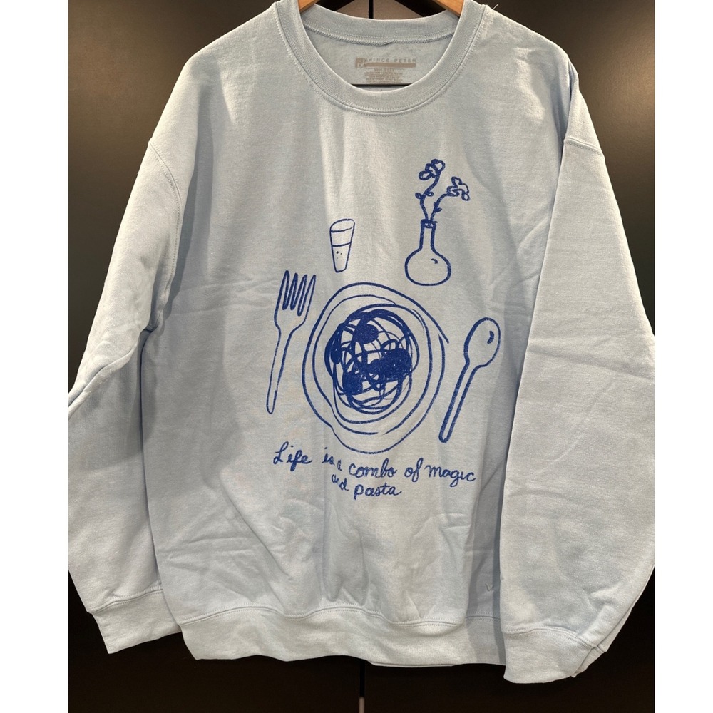 NEW Prince Peter Collection Life is Magic and Pasta Graphic Sweatshirt Large